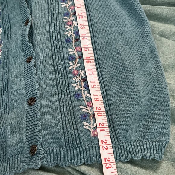 Vintage Northern Reflections Sweater Vest Women XL Green Floral Knit Granny 90s - Picture 6 of 6